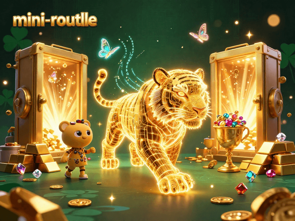 Experience the thrill of mini-roulette with a vibrant digital casino scene highlighting a golden tiger.