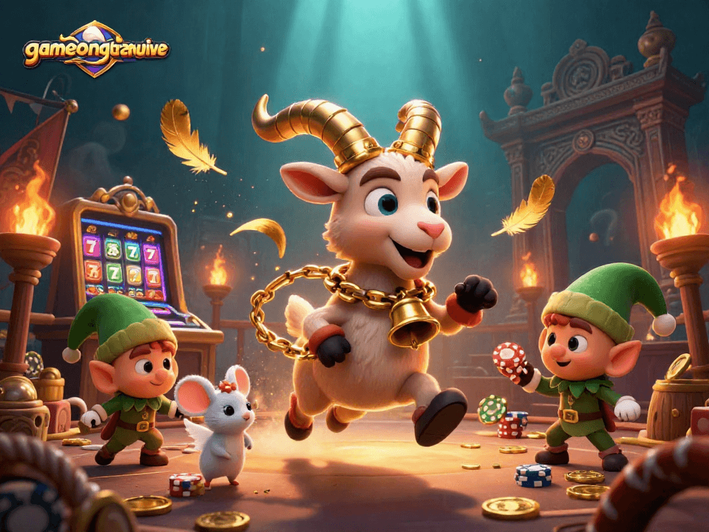 Experience gamenongtraivuive with a lively holiday casino scene featuring festive characters and dynamic gaming elements.