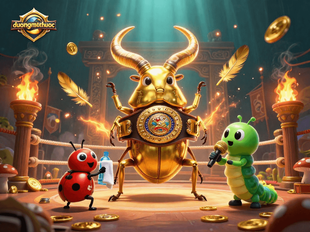 Engage with duongmatchuoc in an exciting gaming atmosphere featuring a dynamic beetle boxing scene.