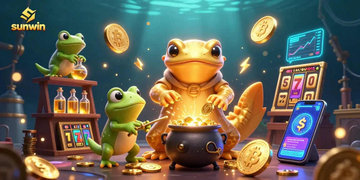 Engage with the sunwin magical world of gaming featuring a golden alchemist creating wealth.
