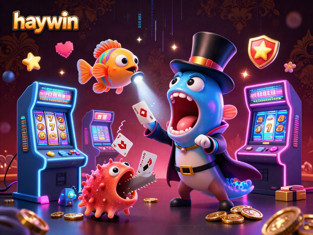 Engage with the vibrant haywin slot scene featuring colorful characters and casino elements in a lively illustration.