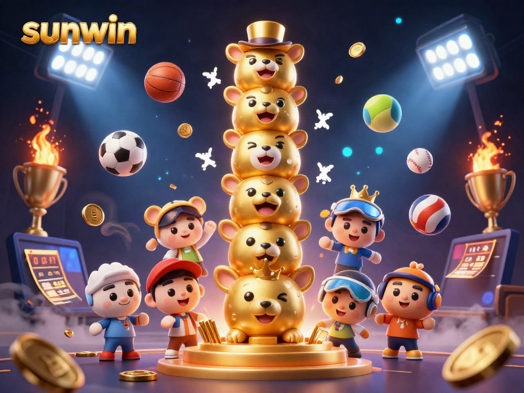 Experience the excitement of sunwin with dynamic sports betting action amidst golden casino elements.