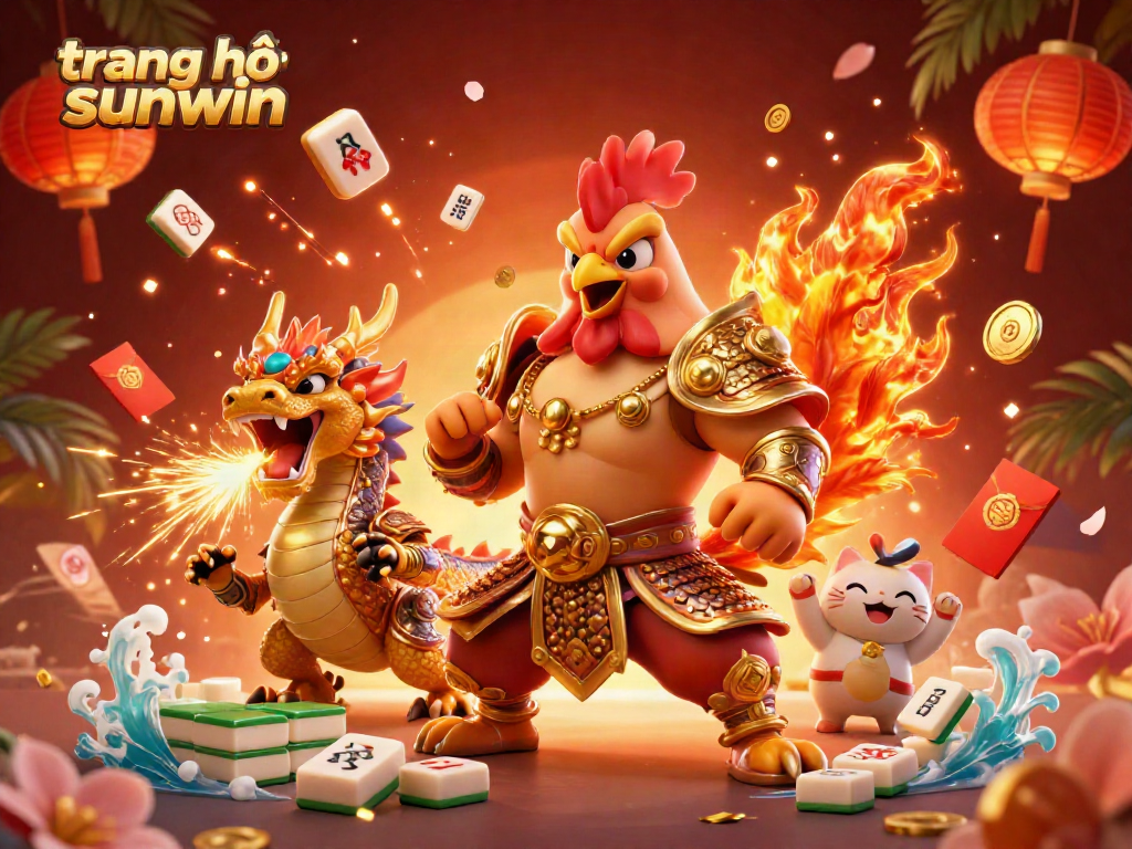 Experience the vibrant action on the trang chủ sunwin platform with illustrated heroes and festive elements.