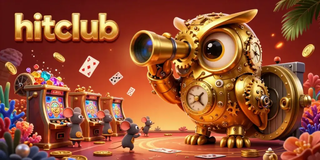 Experience the excitement at hitclub with playful golden owl and vibrant casino elements.