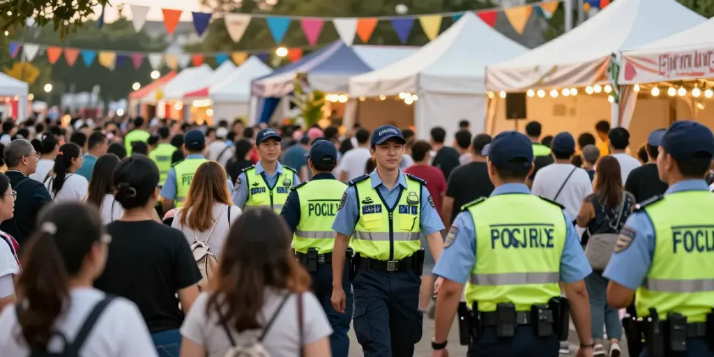 Event Security professionals providing safety at a local festival, fostering community engagement.