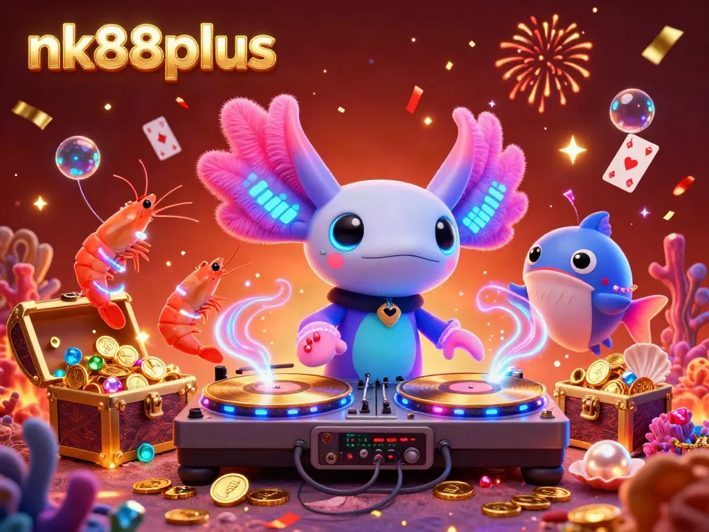Experience the vibrant energy of nk88plus in this 3D casino scene featuring exciting underwater elements and characters.