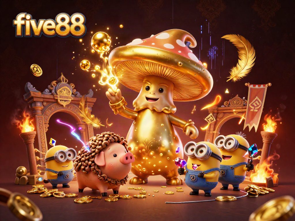 Join the adventure at five88 with a golden mushroom wizard, treasure-hunting pig, and dazzling gems!
