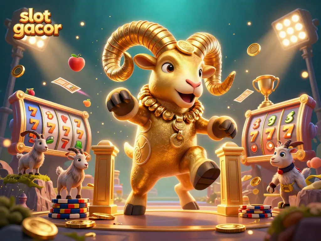 Experience the thrill of slot gacor with a majestic golden ram and dynamic winnings elements.