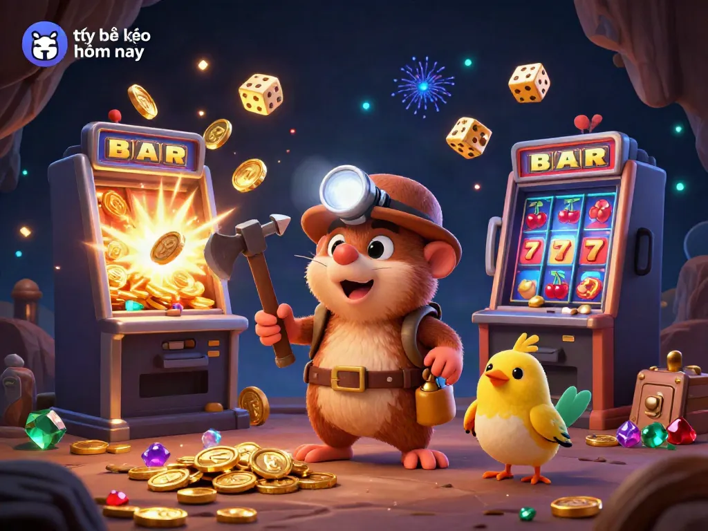 Catch the excitement of tỷ lệ kèo hôm nay with a treasure hunter mole and dazzling casino elements.