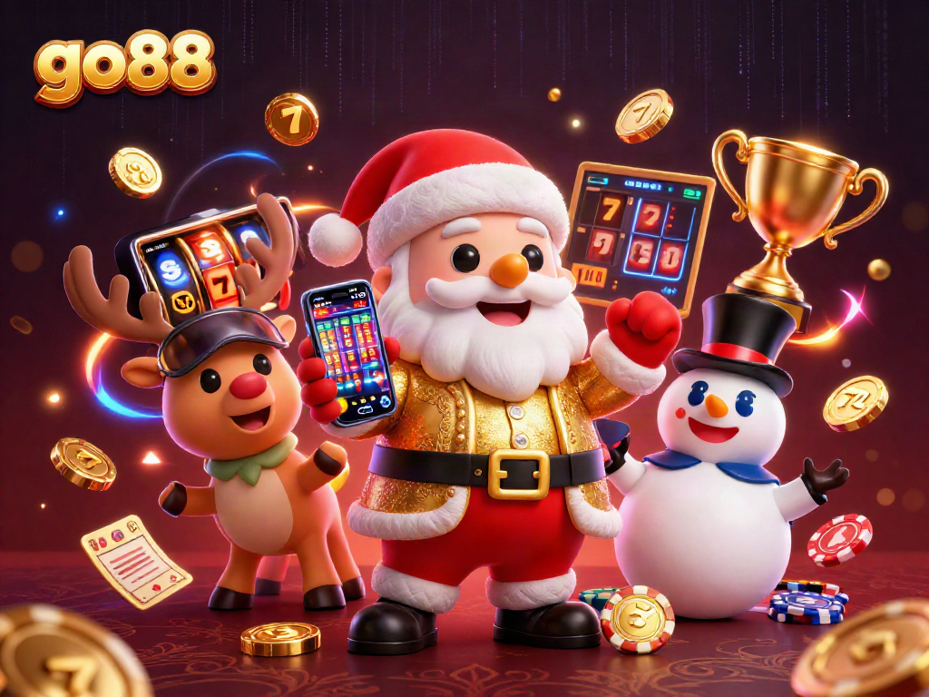 Join the fun at go88 with Santa and friends celebrating jackpot slots action.