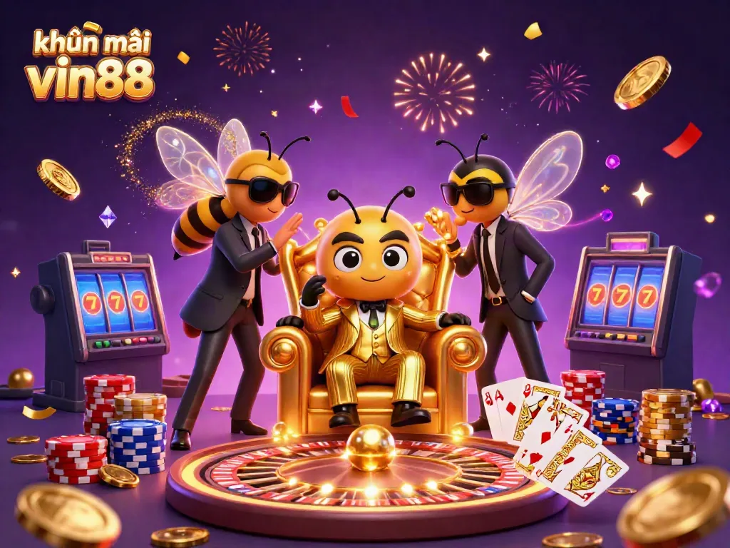 Engage in thrilling gameplay at khuyến mãi vin88 with a vibrant scene of casino excitement featuring bumblebee characters.