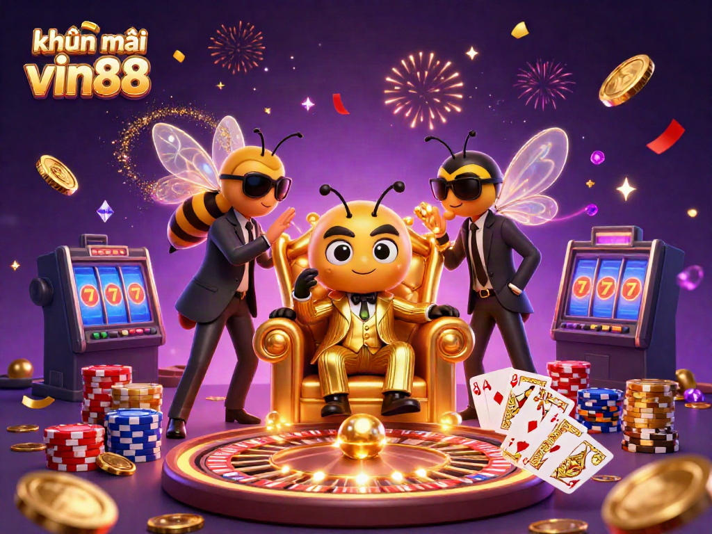 Engage in thrilling gameplay at khuyến mãi vin88 with a vibrant scene of casino excitement featuring bumblebee characters.