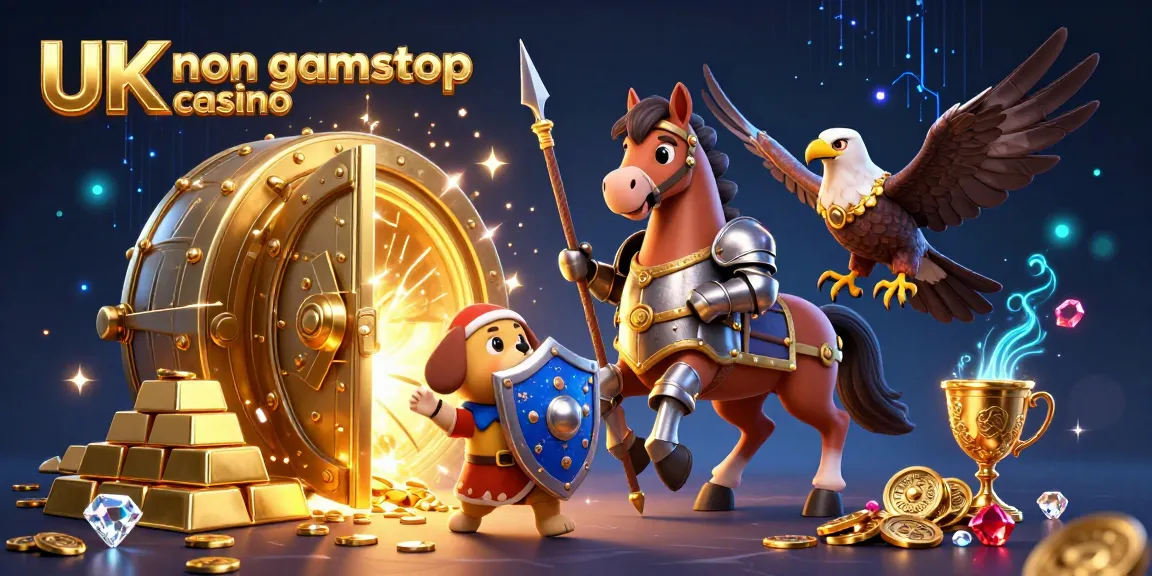 Experience the exciting world of UK non gamstop casino with 3D medieval characters amidst treasure and gems.
