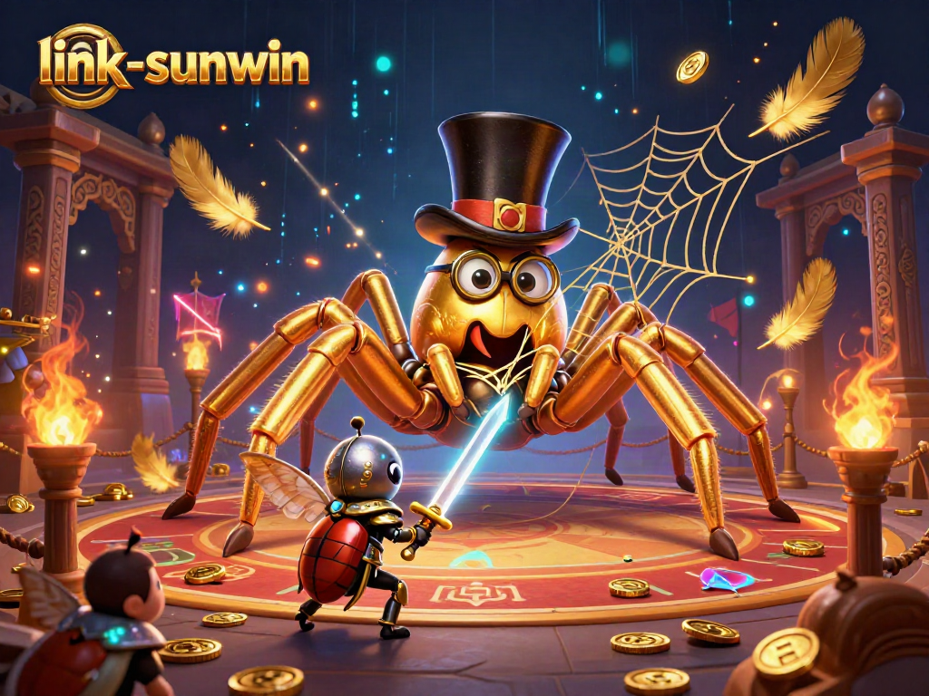 Engage with link-sunwin as a golden tarantula weaves excitement in an immersive gambling scene.