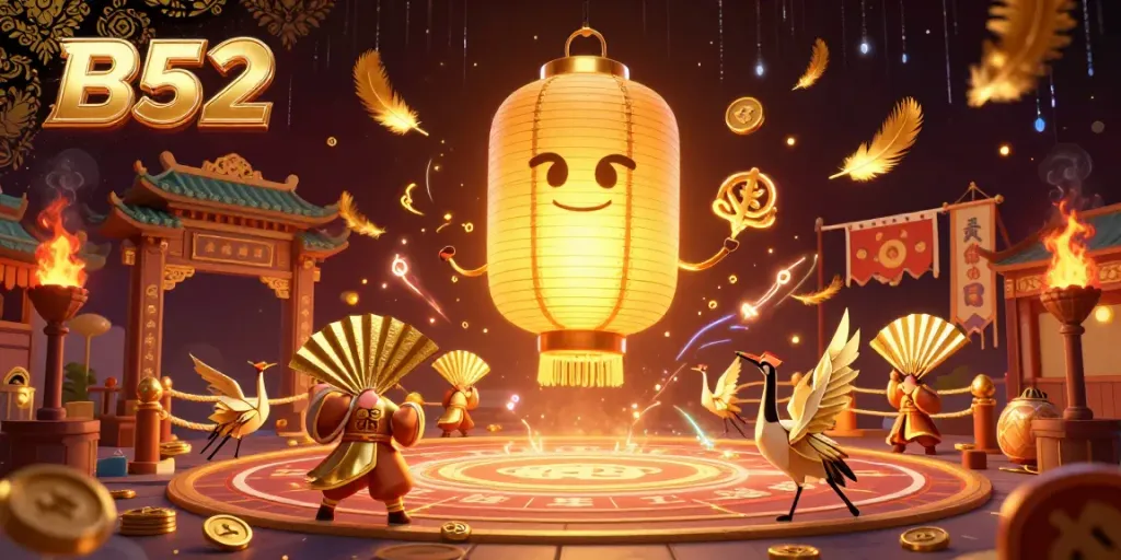 B52 illuminates the night market casino with vibrant golden lanterns and dynamic gaming elements.