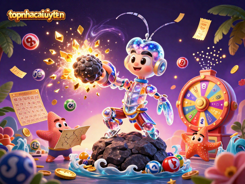 Playing LUCKY DICE at topnhacaiuytinn with bright lottery balls and exciting prize visuals