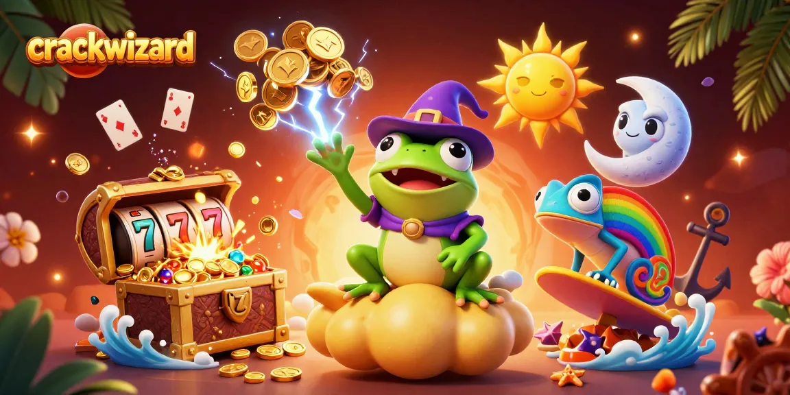 Melihat crackwizard meraih kemenangan dalam slot dengan emas yang berhamburan dan petir menyala.