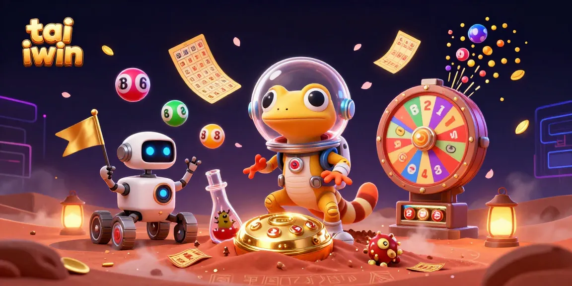 Play engaging games at tai iwin with Martian gecko and a festive casino atmosphere.