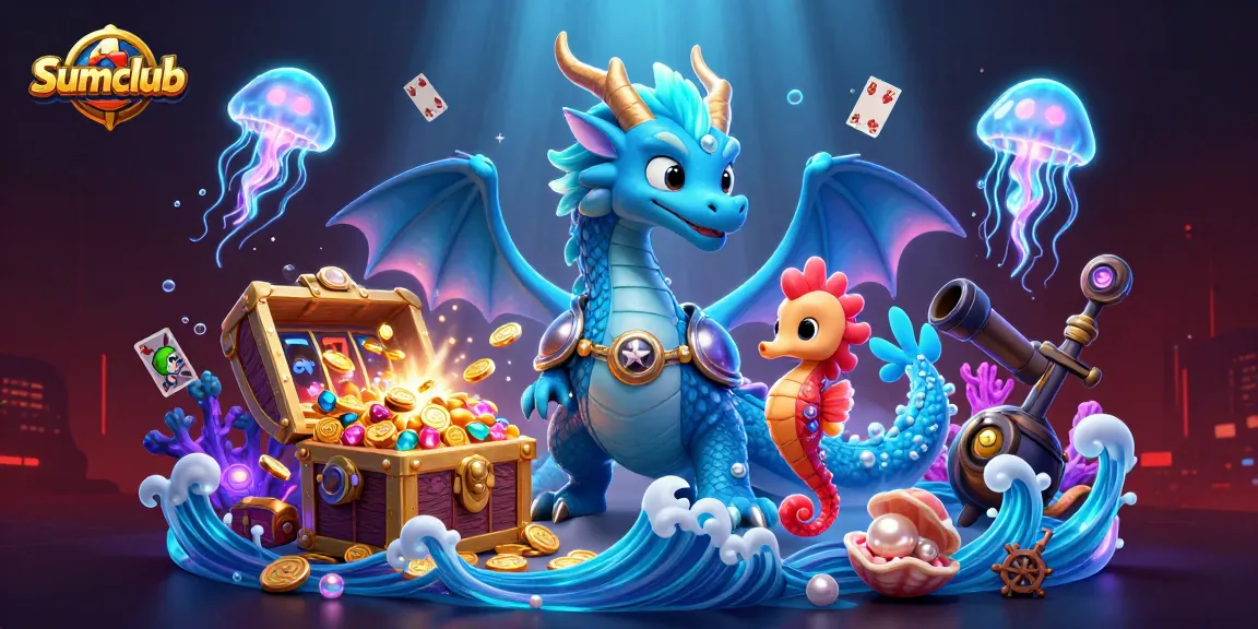Sumclub showcases a dazzling underwater scene with a powerful dragon alongside its friends, capturing the essence of thrilling online gaming.