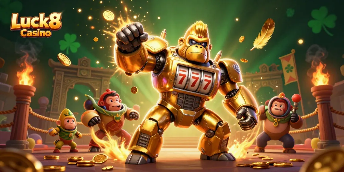 Engage in thrilling gameplay at Luck8 Casino with an explosive golden gorilla mech!