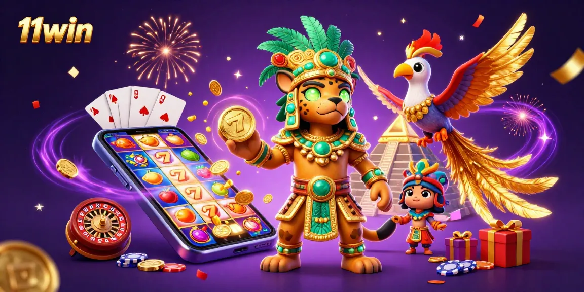 Engage in exciting gameplay at 11win with Mayan priest, vibrant slot game elements, and thrilling casino atmosphere.
