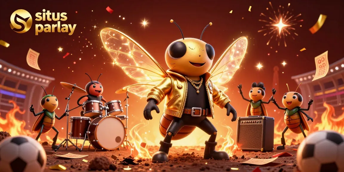 Experience the excitement of situs parlay with an energetic 3D scene featuring unique characters and sports betting elements.