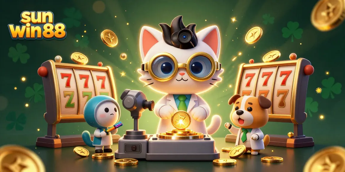 Spin the reels and win with sun win 88 in this vibrant animated casino scene.