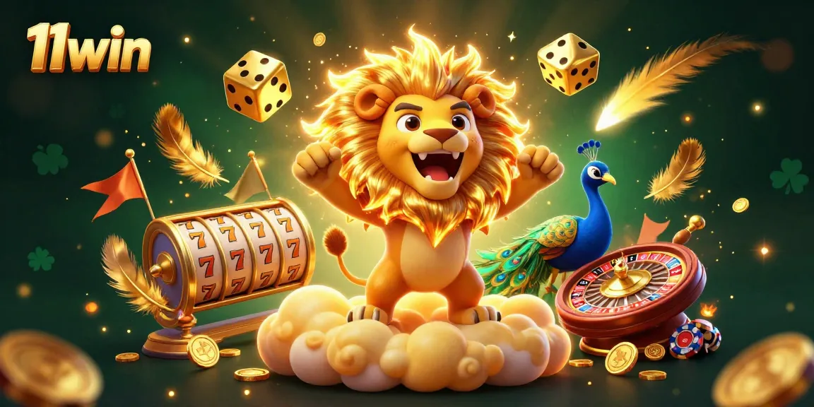 Experience the thrill of 11win with a lively 3D casino scene featuring vibrant characters and classic gaming elements.