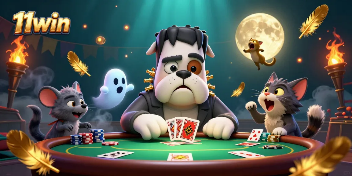 Join the action at 11win with a thrilling poker game featuring playful characters in a vibrant atmosphere.