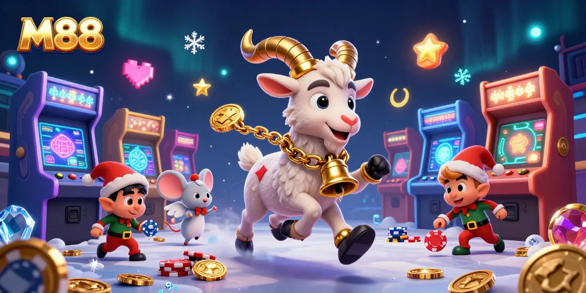 M88 offers immersive gaming experiences, featuring lively cartoon characters in a festive casino setting.