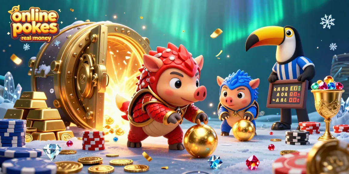Engage with online pokies Australia real money through exciting gameplay depicted in an animated scene of rolling pangolins and treasure.