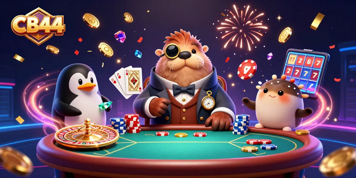 Experience thrilling gaming moments at CB44 with a jolly walrus, penguin dealer, and pufferfish player.
