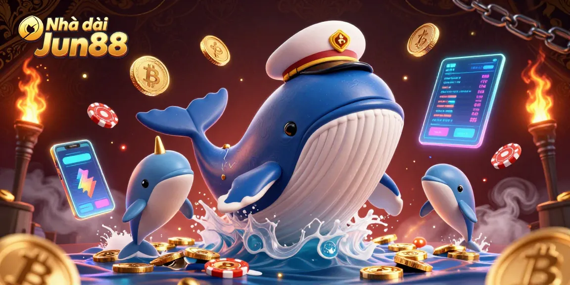 Experience the excitement of Nhà cái Jun88 with vibrant characters and dazzling casino elements.